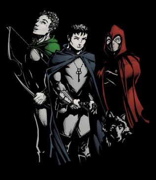 Adom, Corin, Delf, Nightfang -- Black background